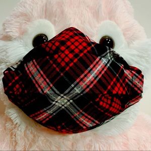 Plaid Black and Red Face Mask